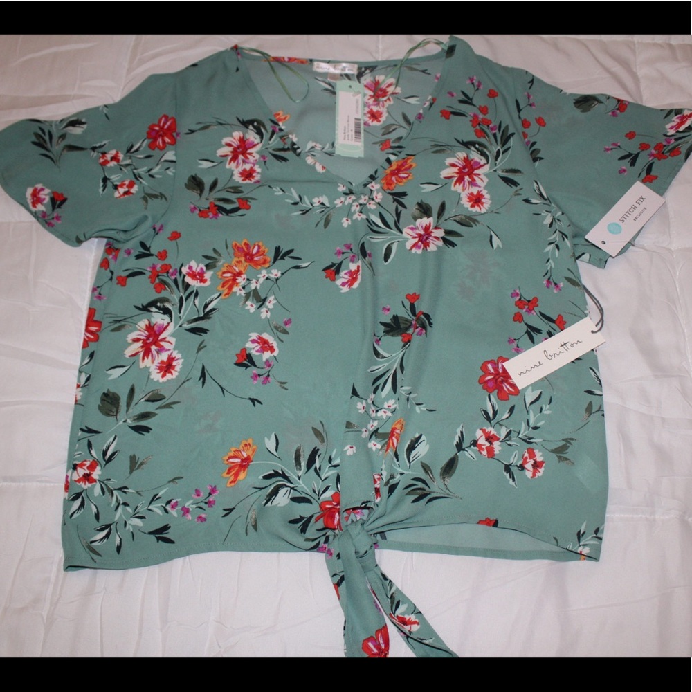 Nine Britton Tie Front Blouse size Med